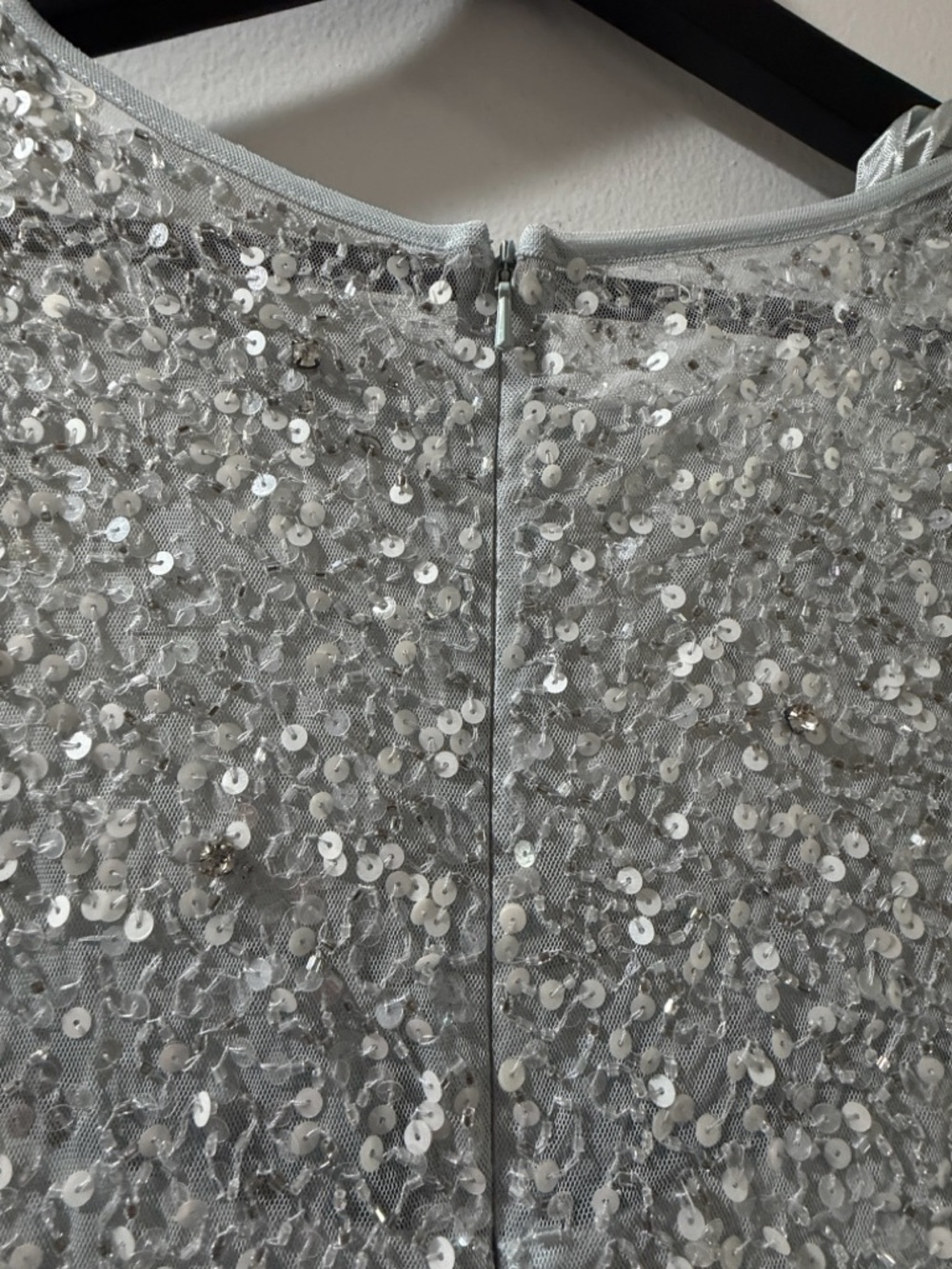 NWT:Flutter cape Sleeve Beaded Tea Length Drop Waist Dress - a few loose threads - Picture 7 of 13